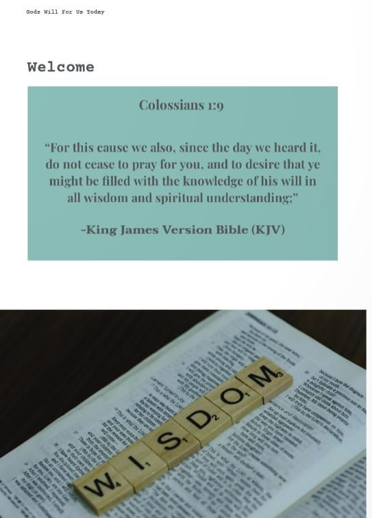 The best Bible Verse Bible Study resources Gods Will part one ebook welcome page