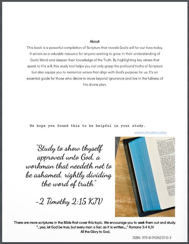 The best Bible Verse Bible Study resources Gods Will part one ebook about back cover