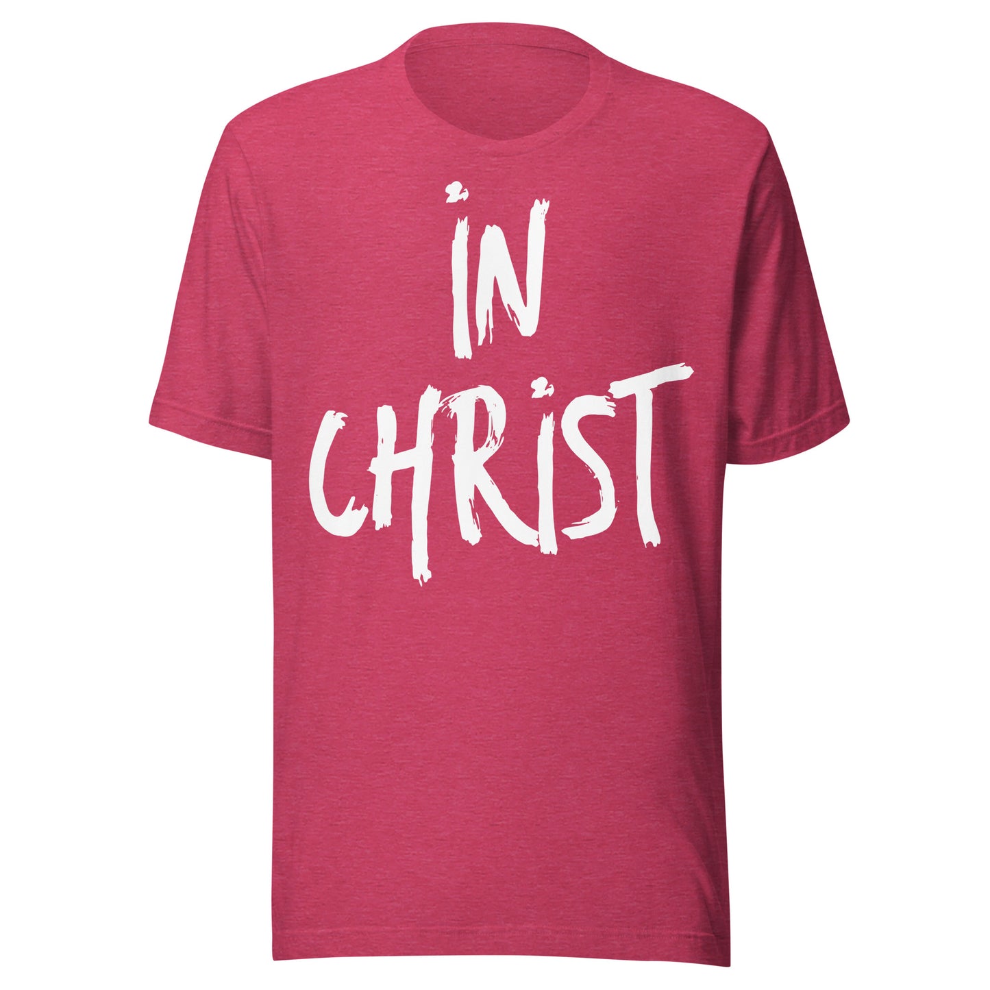 Wear your Faith in this In Christ t-shirt in raspberry heather.