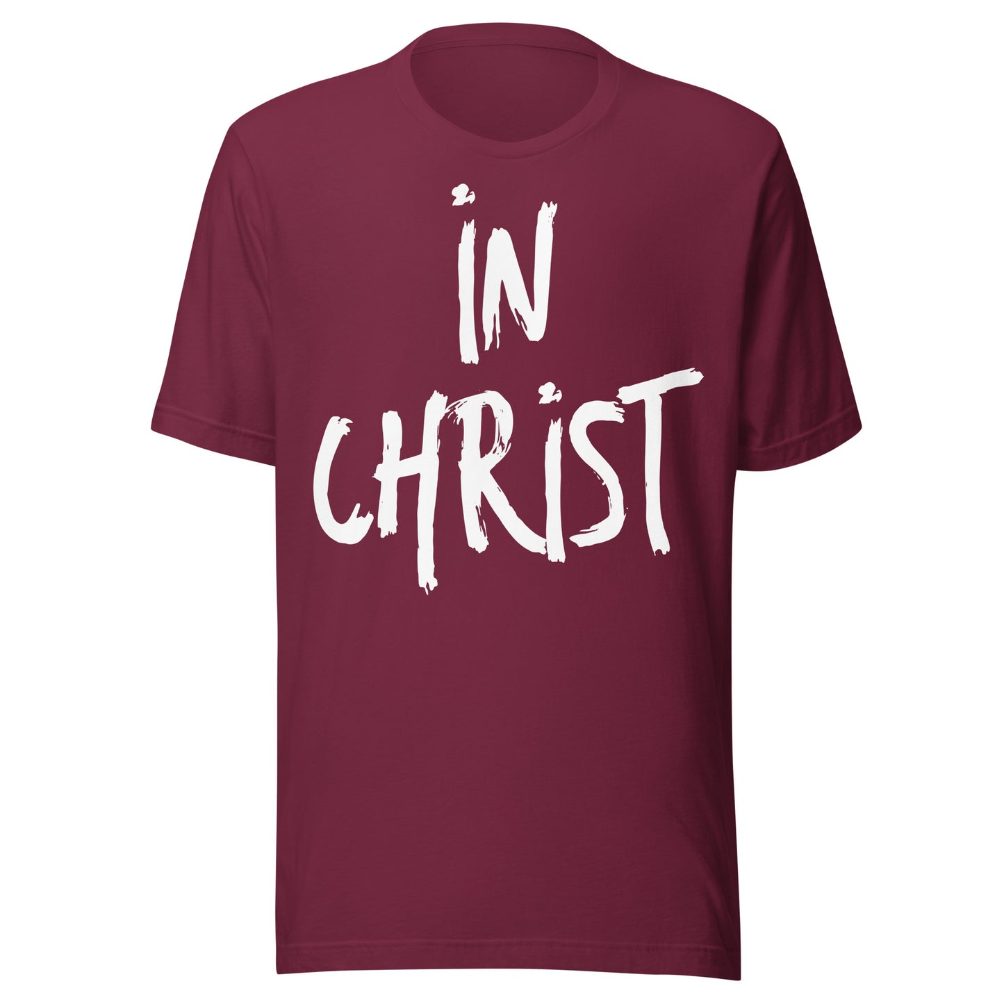 Wear your Faith in this In Christ t-shirt in Maroon.