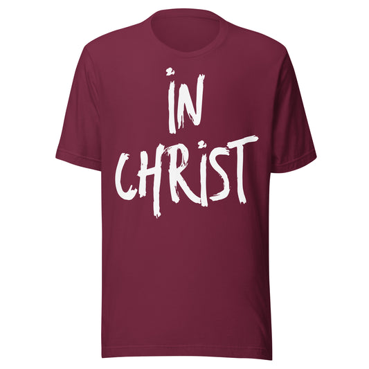 Wear your Faith in this In Christ t-shirt in Maroon.