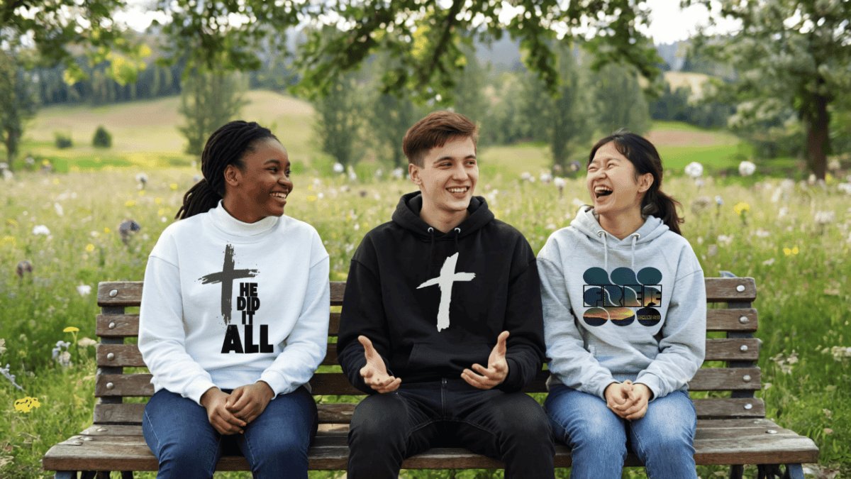 Happy People wearing Scripture Hoodies from Truth Matters Today