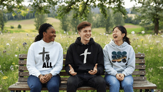 Happy People wearing Scripture Hoodies from Truth Matters Today