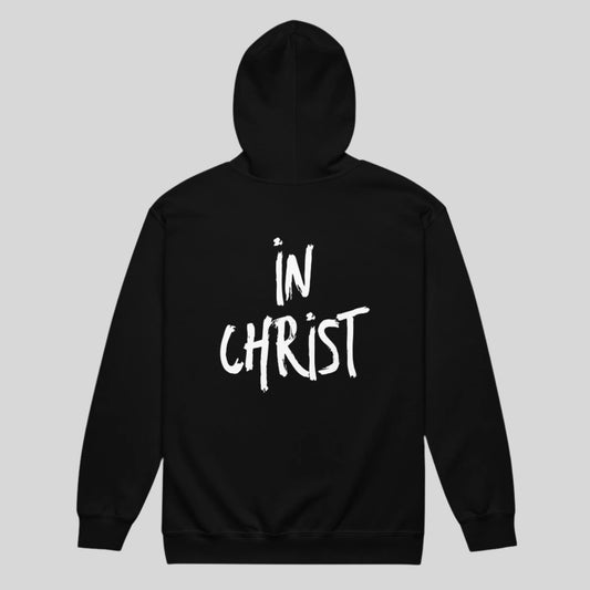 Back of In Christ Zipper Hoodie-Bible Verse-Black