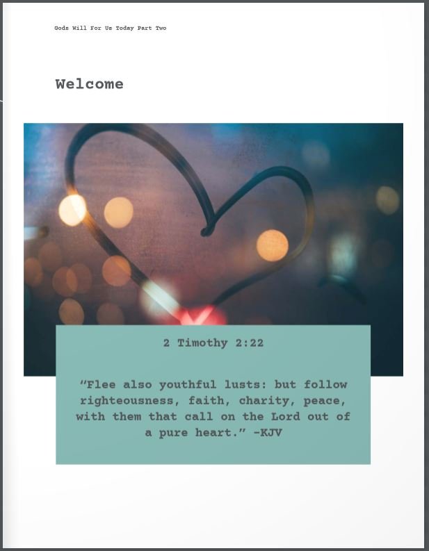 2 Timothy 2:22 Gods will for us today Part two Welcome page