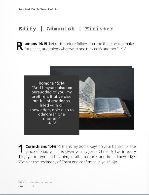 Edify Admonish Minister Gods will today Part Two Page Two