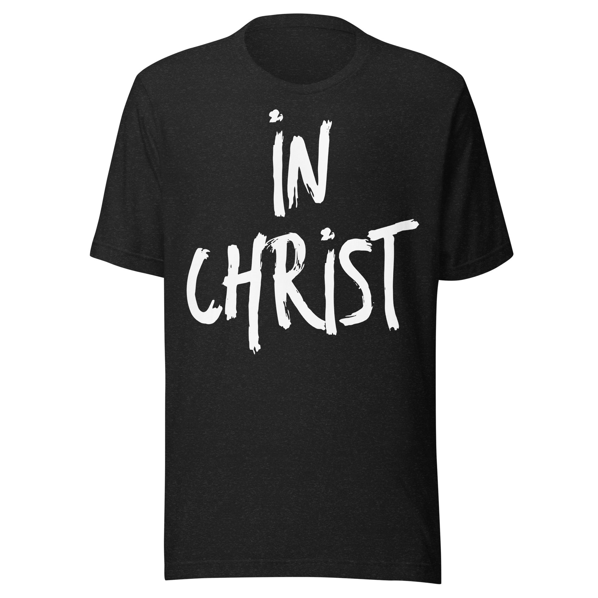 Wear your Faith in this In Christ t-shirt in black heather. 