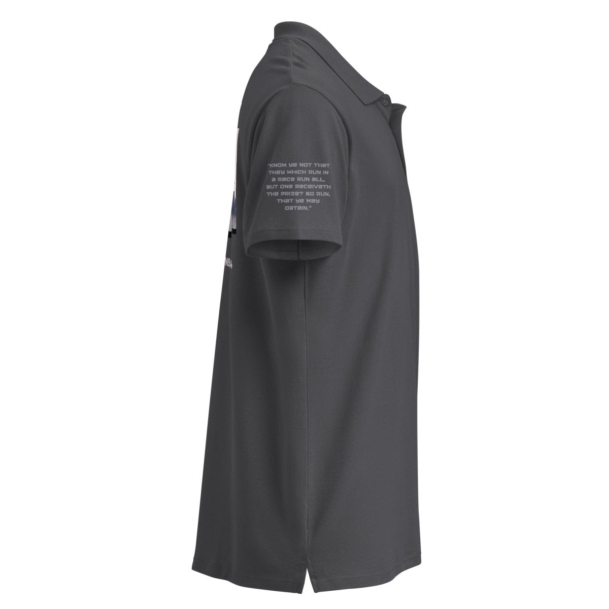 Truth Matters Run the Race 1 Corinthians 9:24 Polo Shirt sleeve with full KJV verse