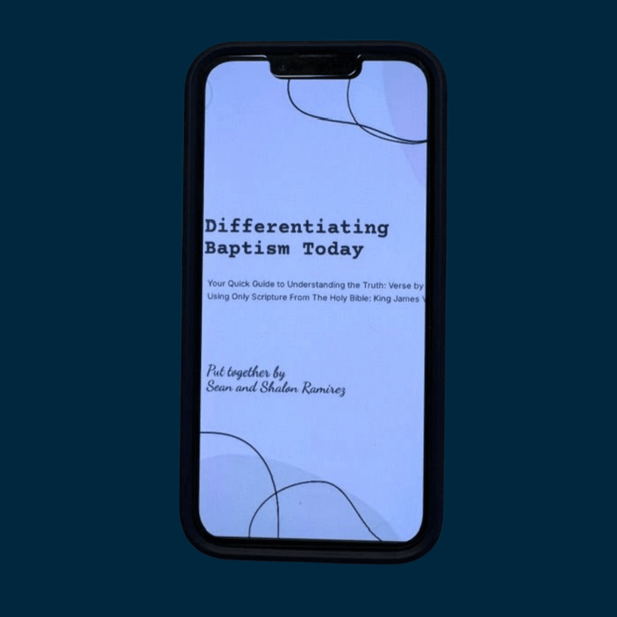 Differentiating Baptism Today ebook edition shown on a phone — an instant-download KJV scripture study PDF, a verse-by-verse guide using only Scripture from the King James Version, by Sean and Shalon Ramirez